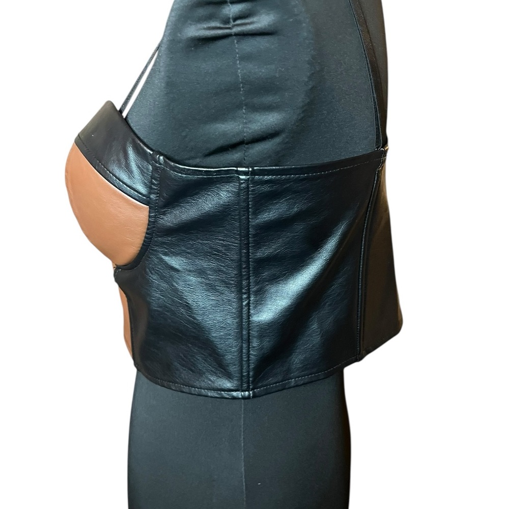Stylish Brown and Black Leather Women's Corset - Picture 2 of 5